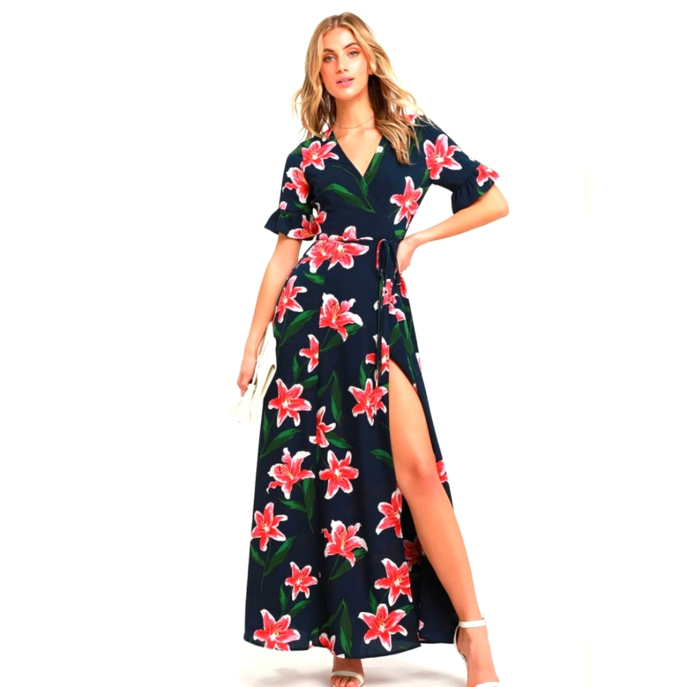 Lulu's Floral Maxi Dress Small